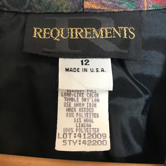 Vintage REQUIREMENTS Flower/Leaf Abstract Blazer - Picture 4 of 4